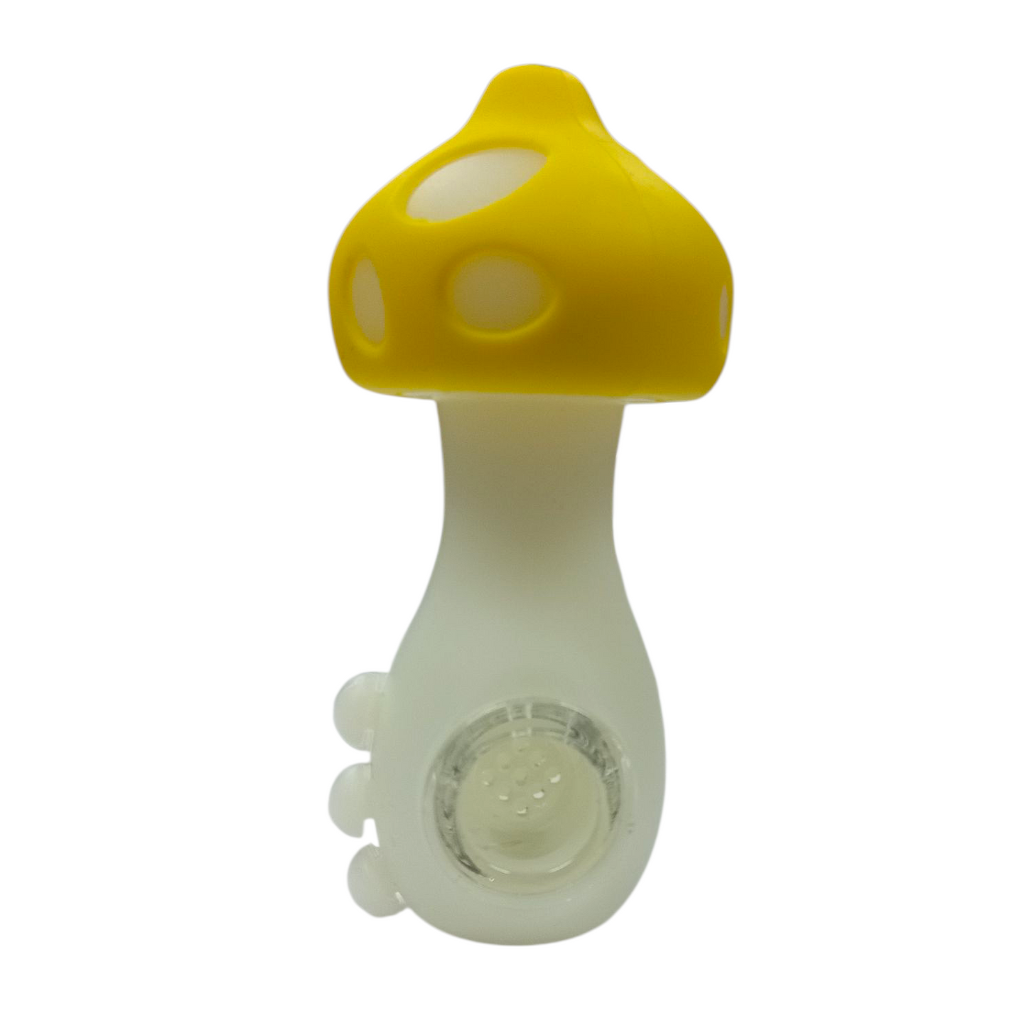 Silicone Rasta Pipe - Glow In The Dark Mushroom - Yellow