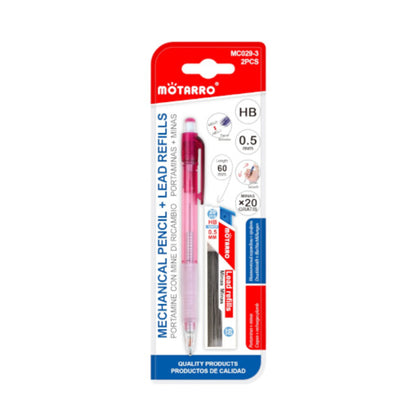 Motarro Mechanical Pencil And Lead Refills 0.5mm 2PCS - Pink