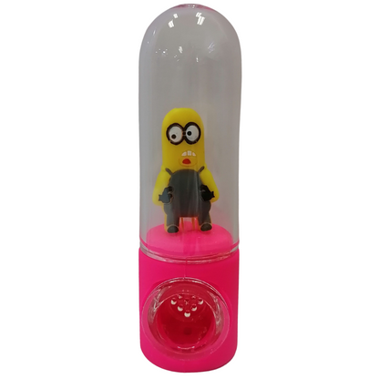 Silicone Rasta Pipe - Character in Glass - Minion - Kevin