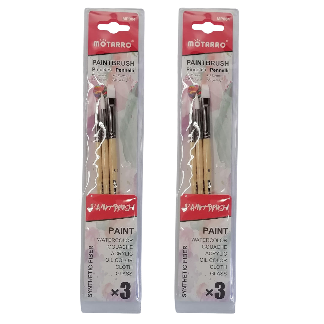 Motarro Paint Brushes 3PC - 2 Pack - Light Brown