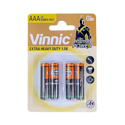 Vinnic Zinc Chloride AAA Battery 1.5V - 4 Pack