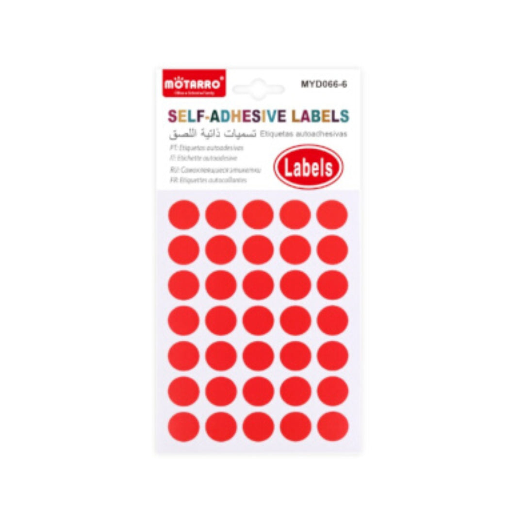 Motarro Self Adhesive Labels 5 Sheets - Red