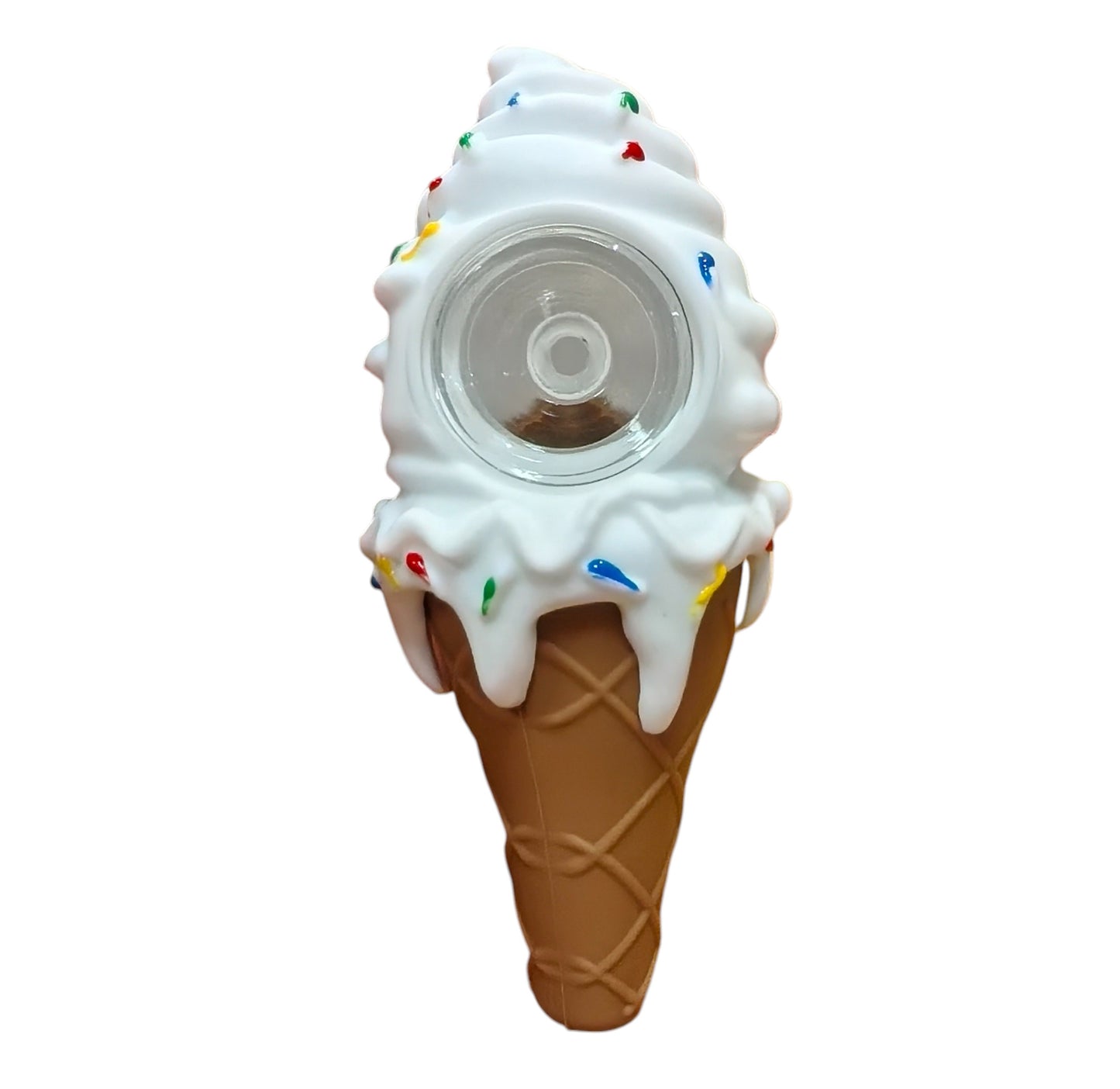 Silicone Rasta Pipe - Ice Cream Cone - White