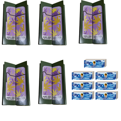 Value Pack - 10 Africa Flame Hemp Rolling Papers And 7 Filters Tips - Lilac