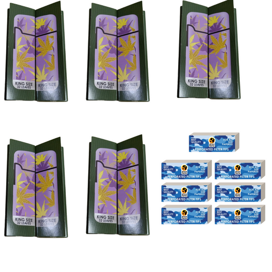 Value Pack - 10 Africa Flame Hemp Rolling Papers And 7 Filters Tips - Lilac