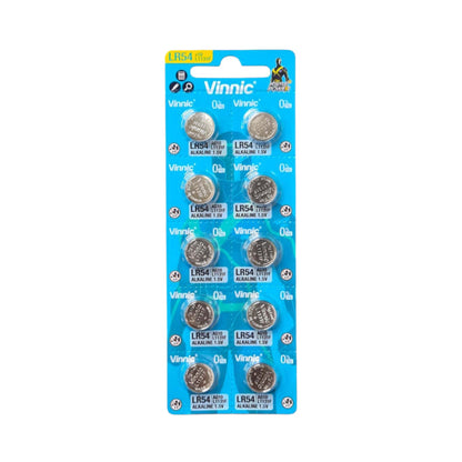 Vinnic AG10 / LR54 Alkaline Button Cell Battery 1.5V - 10 Pack