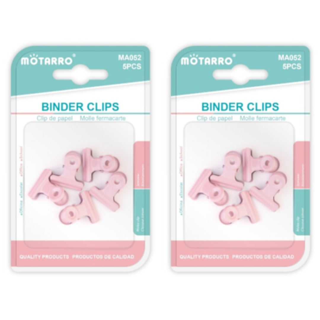 Motarro Binder Clips Pack 5PC - 2 Pack - Pink