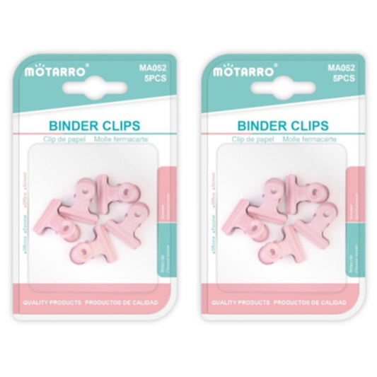 Motarro Binder Clips Pack 5PC - 2 Pack - Pink