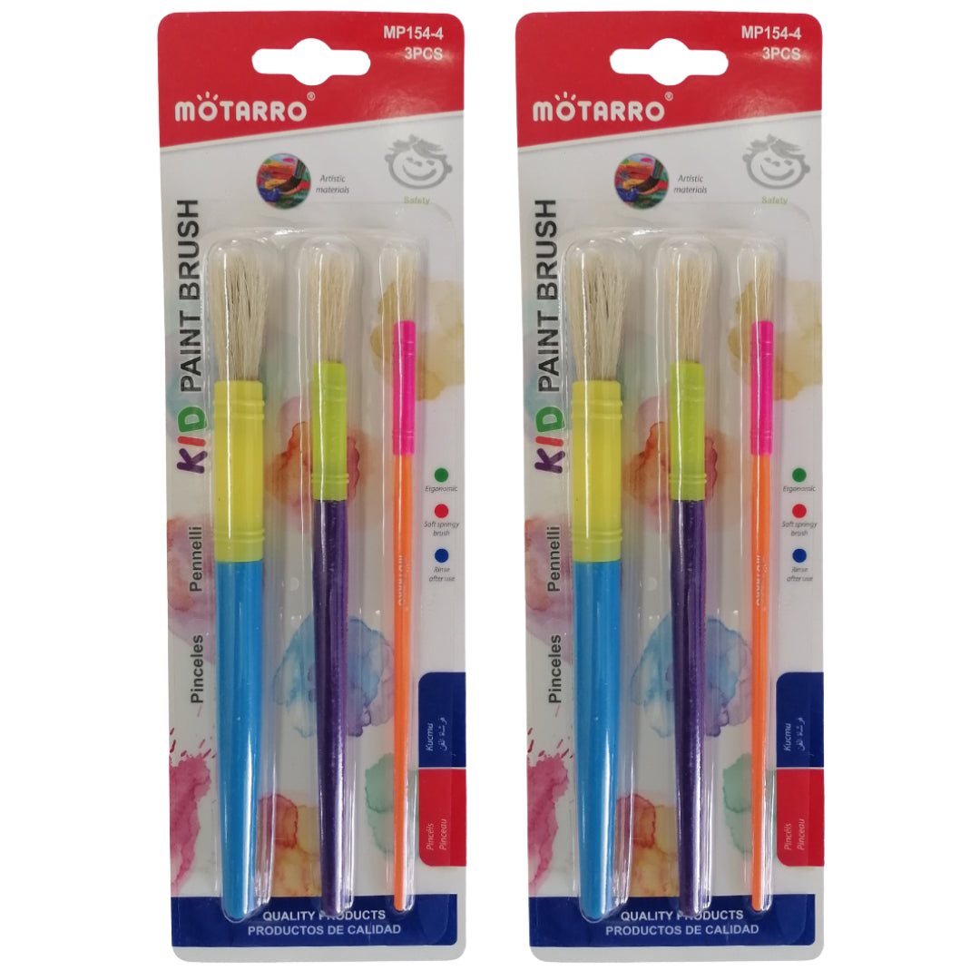 Motarro Kid Paint Brush 3 Pieces - 2 Pack