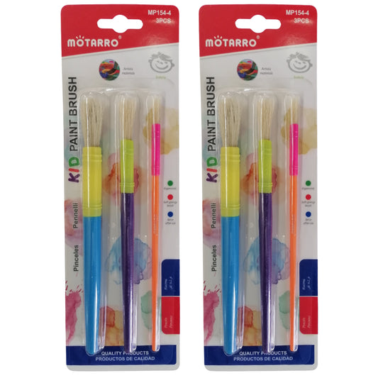 Motarro Kid Paint Brush 3 Pieces - 2 Pack