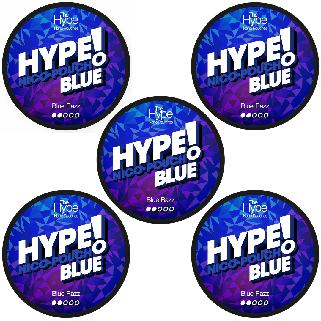 Hype Nicotine Pouches - 15 Nano Pouches 8mg - 5 Pack - Blue Razz