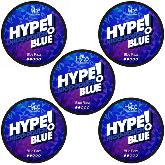 Hype Nicotine Pouches - 15 Nano Pouches 8mg - 5 Pack - Blue Razz