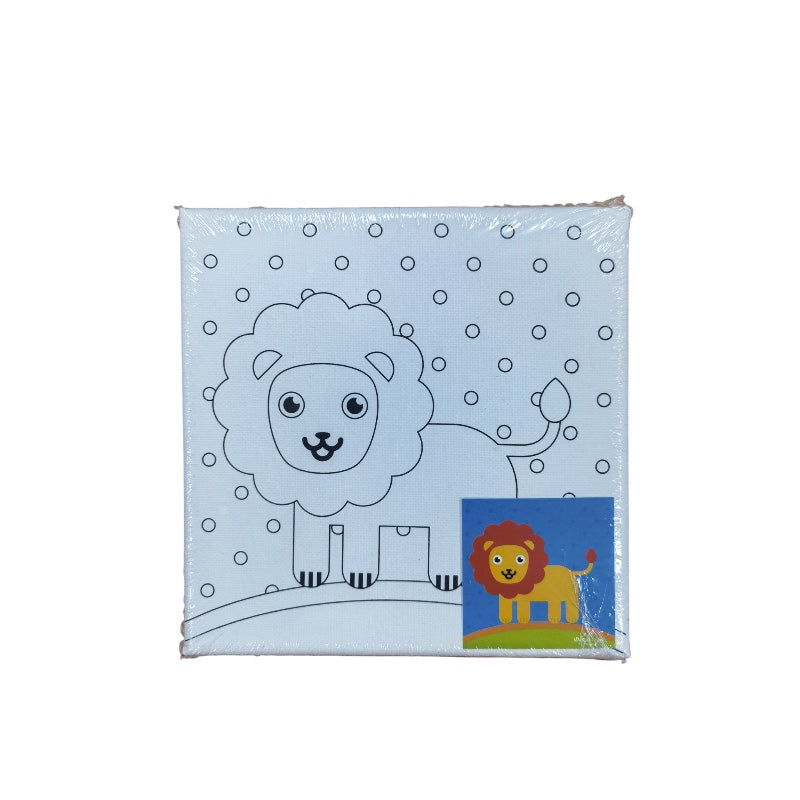 Keep Smiling Printed Canvas with Paint - 14.5 × 14.5 cm - Lion