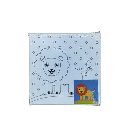 Keep Smiling Printed Canvas with Paint - 14.5 × 14.5 cm - Lion