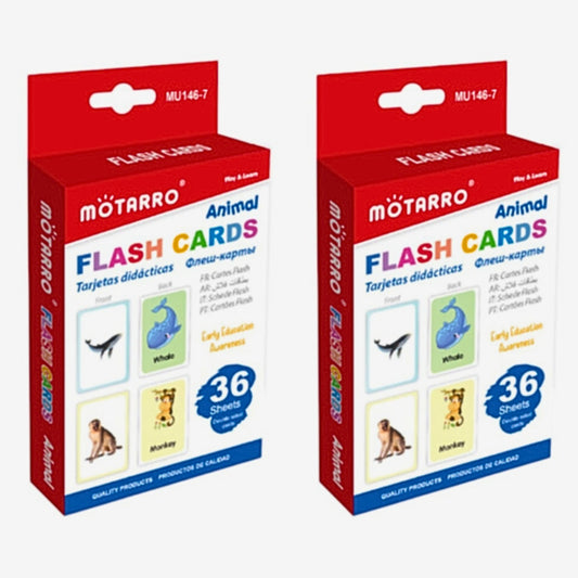Motarro Flash Cards 36 Sheets - 2 Pack - Animals