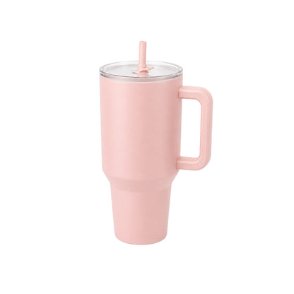 Handled Tumbler With Straw Lid - Blush Pink