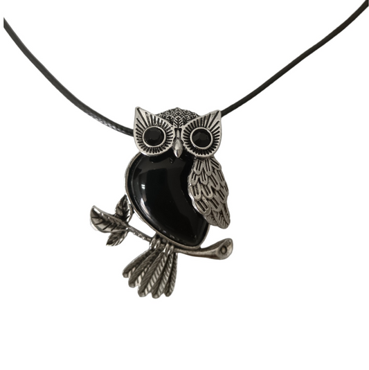 Earth Stone Collection - Owl Onyx Crystal Stone Necklace