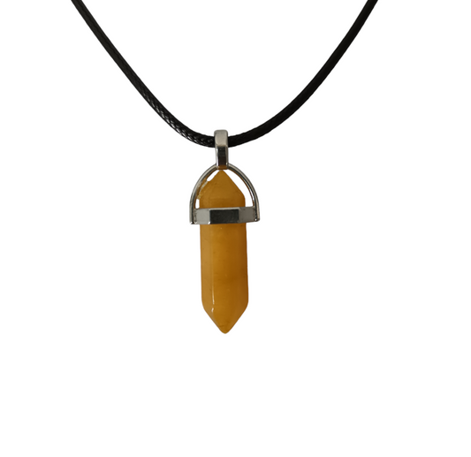 Earth Stone Collection - Bullet Yellow Jade Crystal Stone Necklace