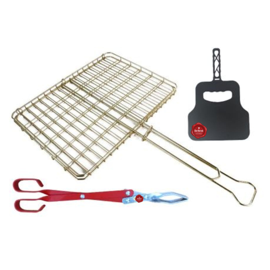 DeBest Braai Grid Big Box, Medium Braai Tongs & Braai Fan Combo