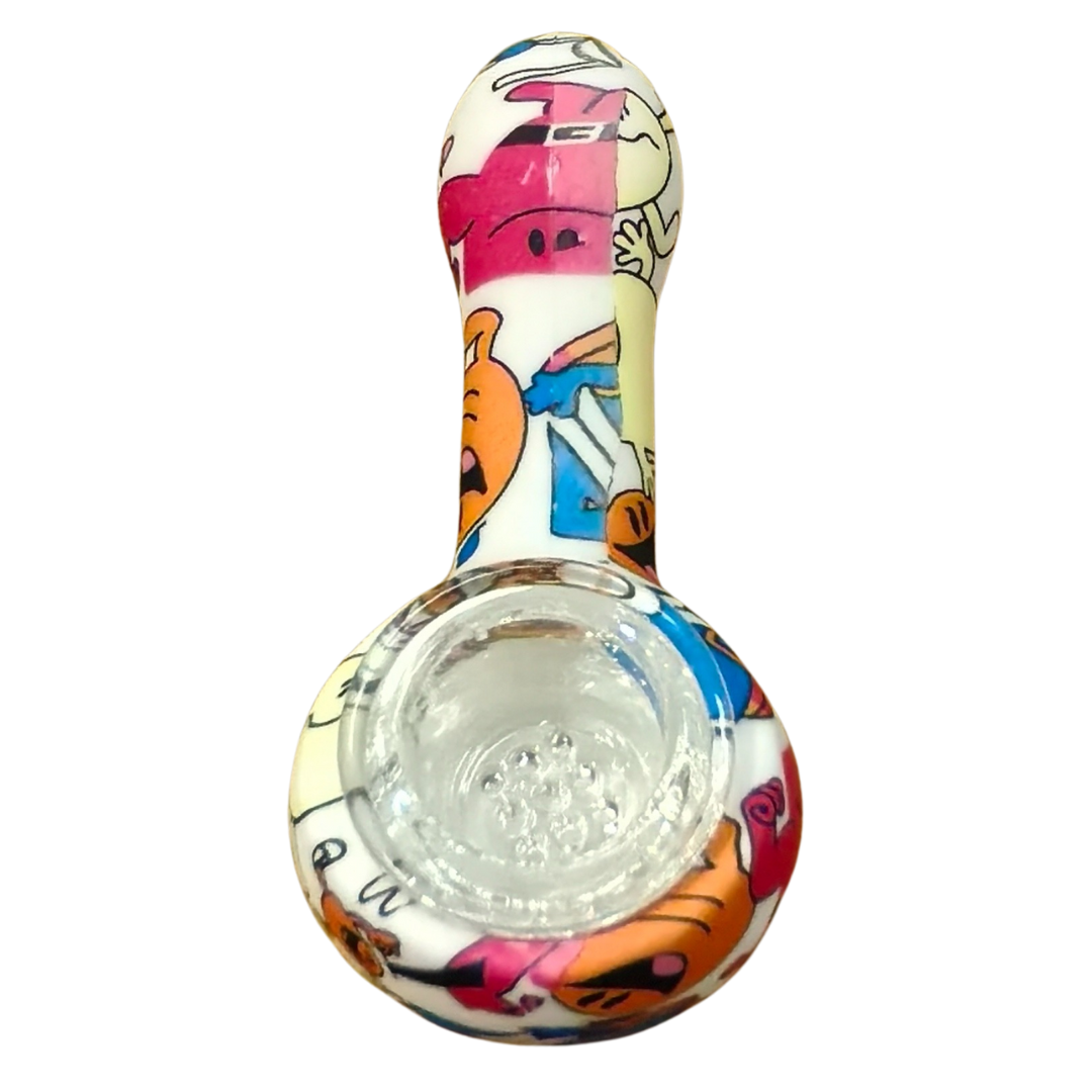 Silicone Rasta Pipe - Hydrodipped Designs - White