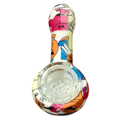 Silicone Rasta Pipe - Hydrodipped Designs - White