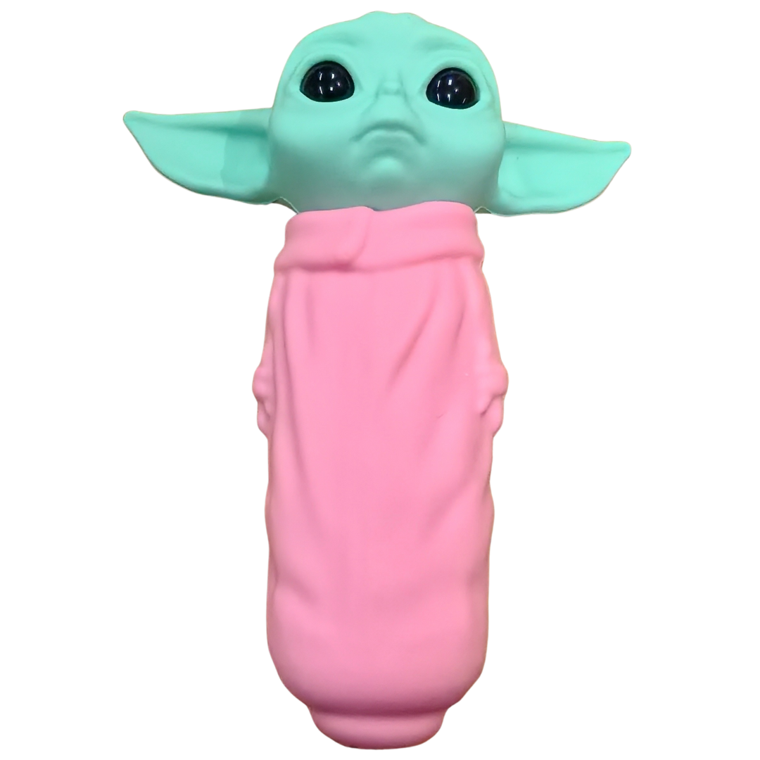 Silicone Rasta Pipe - Yoda - Pink
