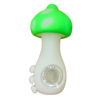 Silicone Rasta Pipe - Glow In The Dark Mushroom - Green