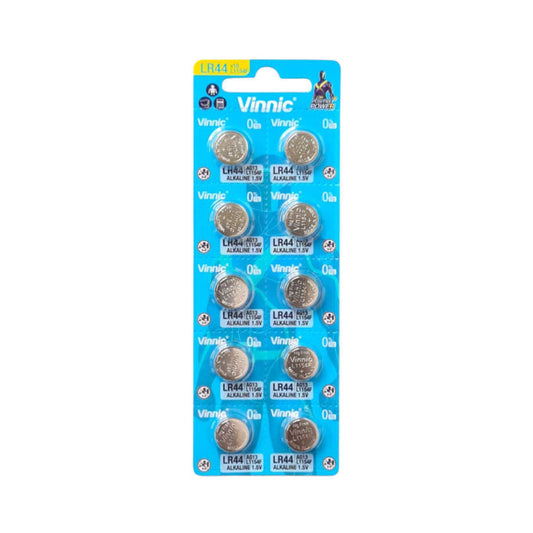Vinnic AG13 / LR44 Alkaline Button Cell Battery 1.5V - 10 Pieces