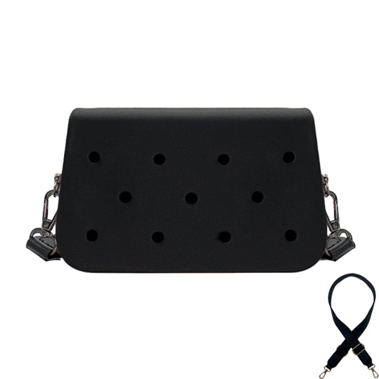 Coco EVA Croc Crossbody Bag - Lightweight Waterproof Shoulder Bag - Black