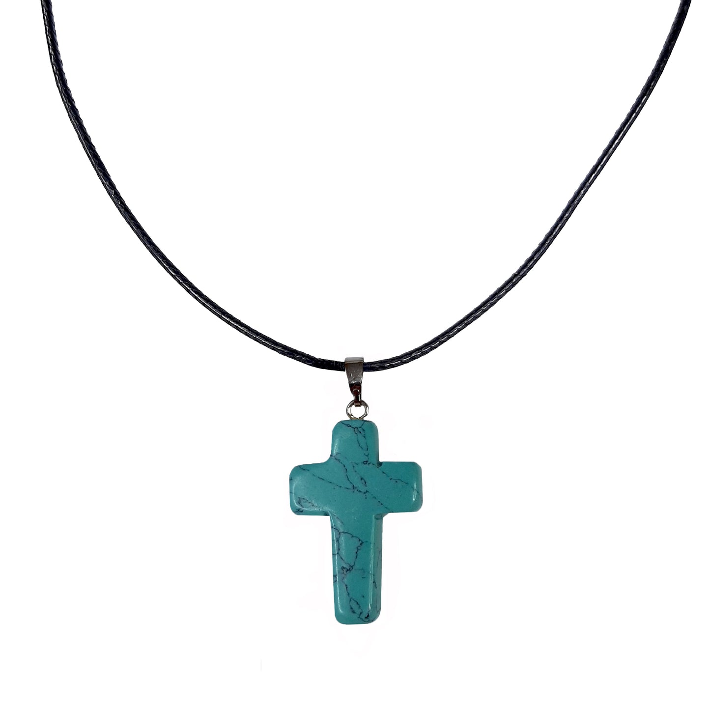 Earth Stone Collection - Cross Turquoise Stone Necklace