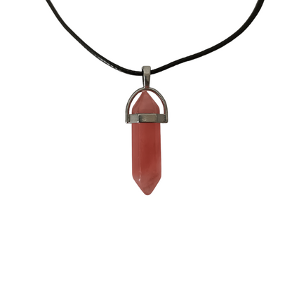 Earth Stone Collection - Bullet Cherry Quartz Crystal Stone Necklace