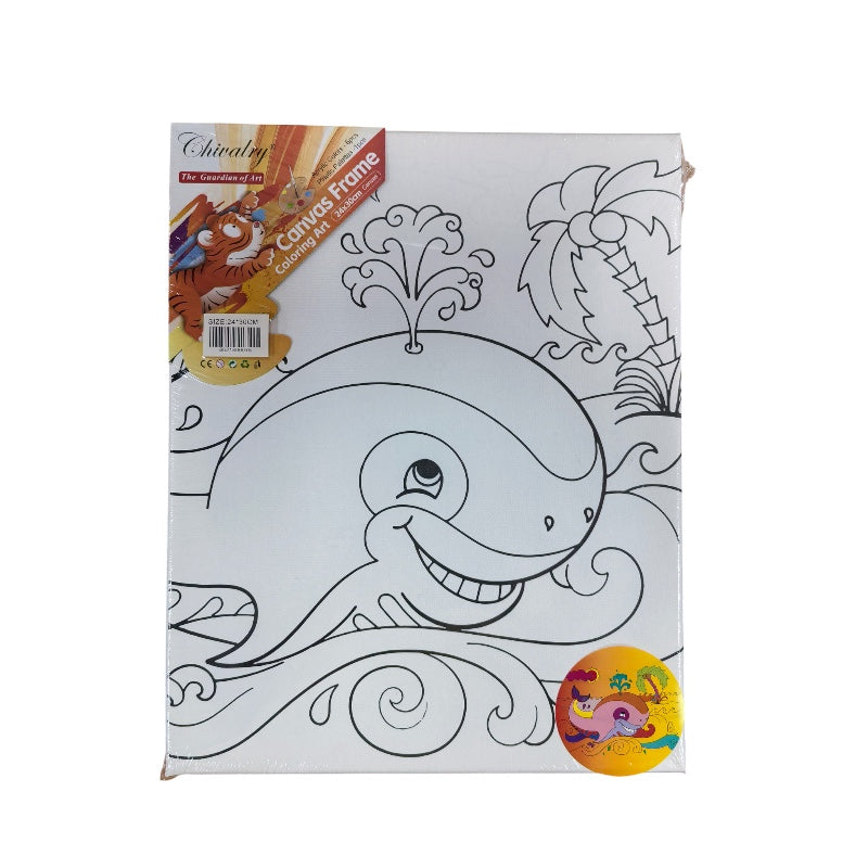 Printed Canvas with Paint Set - 24 × 30 cm - Whale