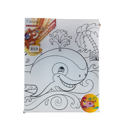 Printed Canvas with Paint Set - 24 × 30 cm - Whale