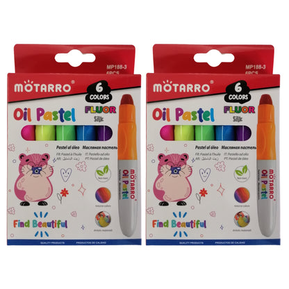 Motarro Oil Pastel Fluorescent Silk Markers - 6 Piece Set - 2 Pack