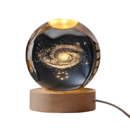 Crystal Ball Lamp with 3D Engraving and Luminous Base - Space