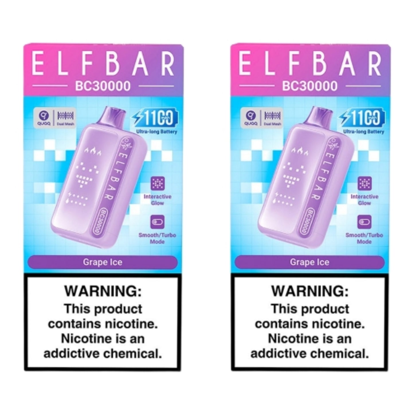 Elf Bar BC30000 Disposable Vape - Grape Ice (Pack of 2)