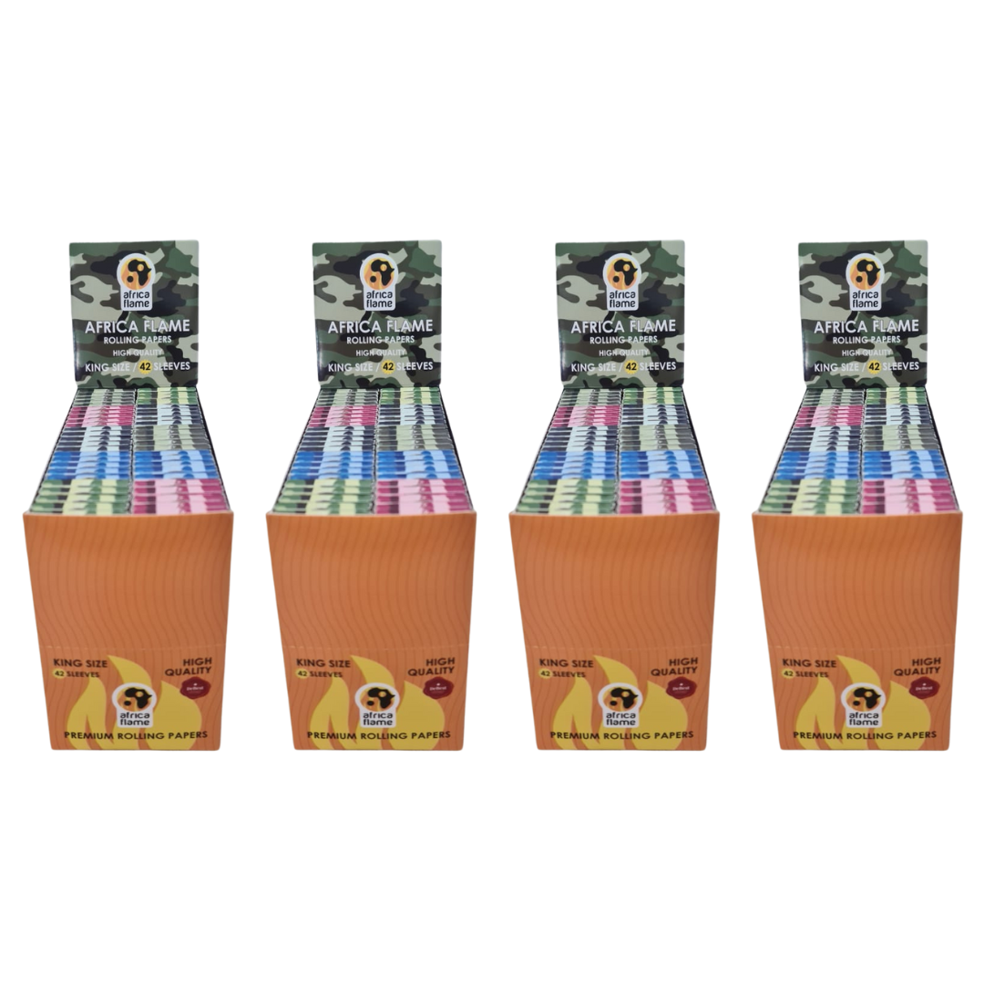 Africa Flame Rolling Paper King Size - 50 Booklets - Army - 4 Pack