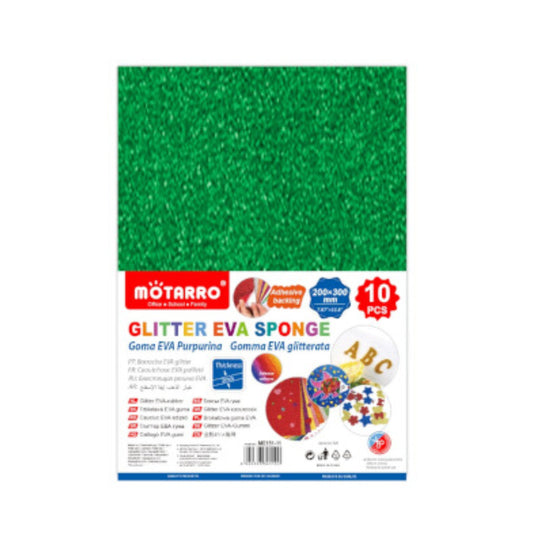 Motarro Eva Sponge A4 10 Pieces - Dark Green Glitter