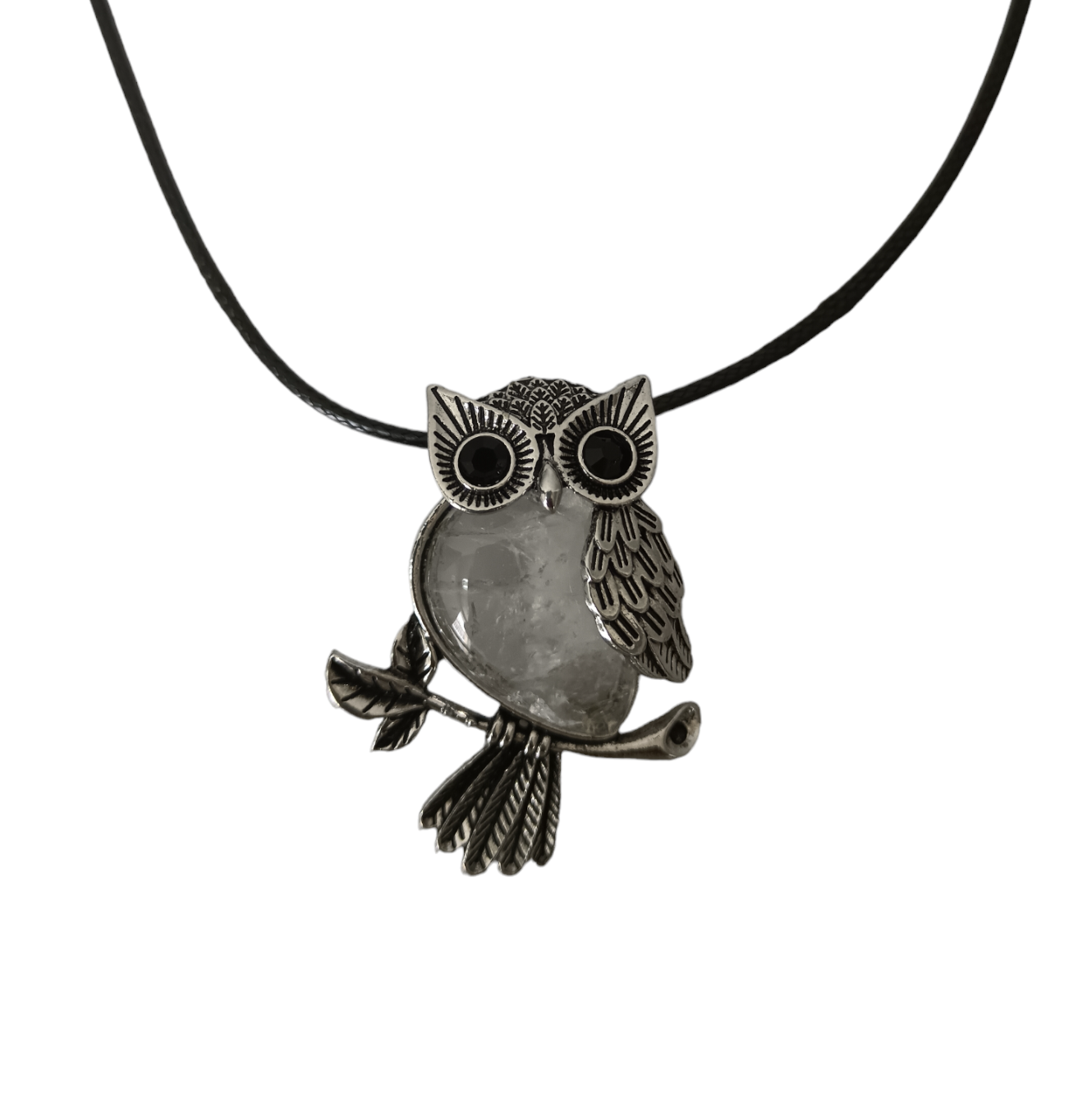 Earth Stone Collection - Owl Clear Quartz Crystal Stone Necklace