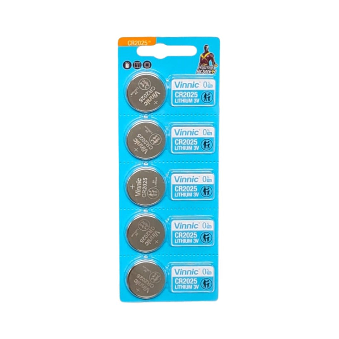 Vinnic CR2025 Lithium Coin Cell Battery 3V - 5 Pack