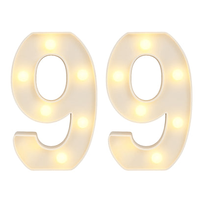 Motarro Led Numbers Light 22cm - 2 Pack - White Number 9