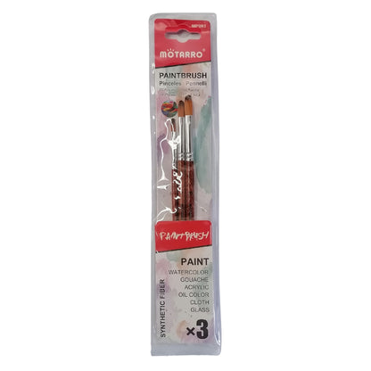 Motarro Paint Brushes - 3 Piece Set - Dark Brown