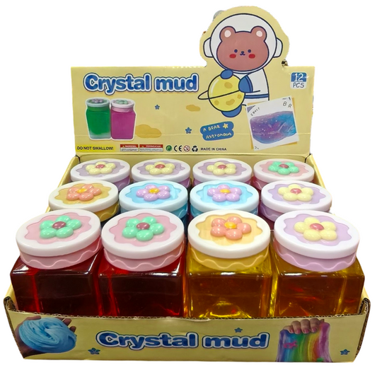 Flower Print Crystal Mud Slime- 12 Pack