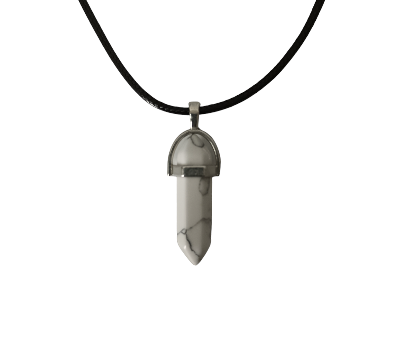 Earth Stone Collection - Bullet White Turquoise Crystal Stone Necklace