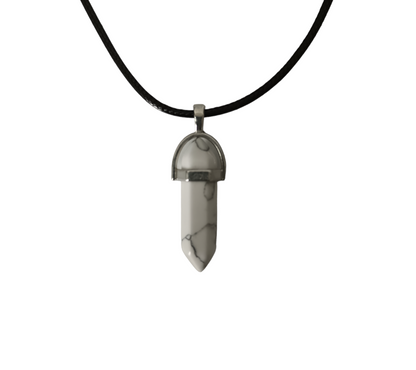 Earth Stone Collection - Bullet White Turquoise Crystal Stone Necklace