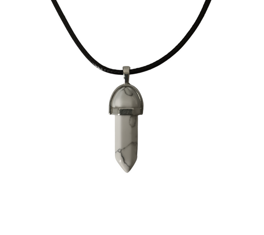 Earth Stone Collection - Bullet White Turquoise Crystal Stone Necklace