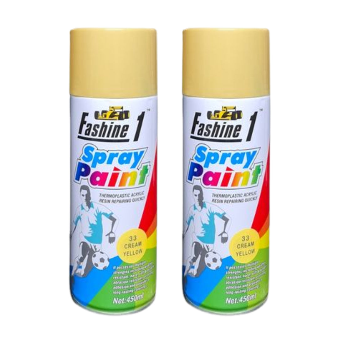 Fashine 1- Spray Paint 450ml - Cream Yellow 2 Pack