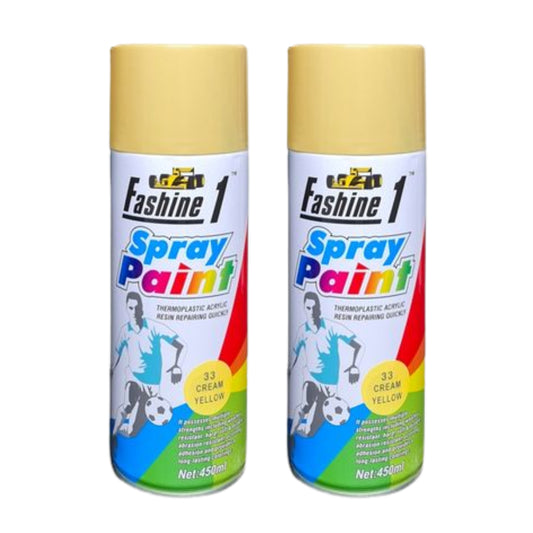 Fashine 1- Spray Paint 450ml - Cream Yellow 2 Pack