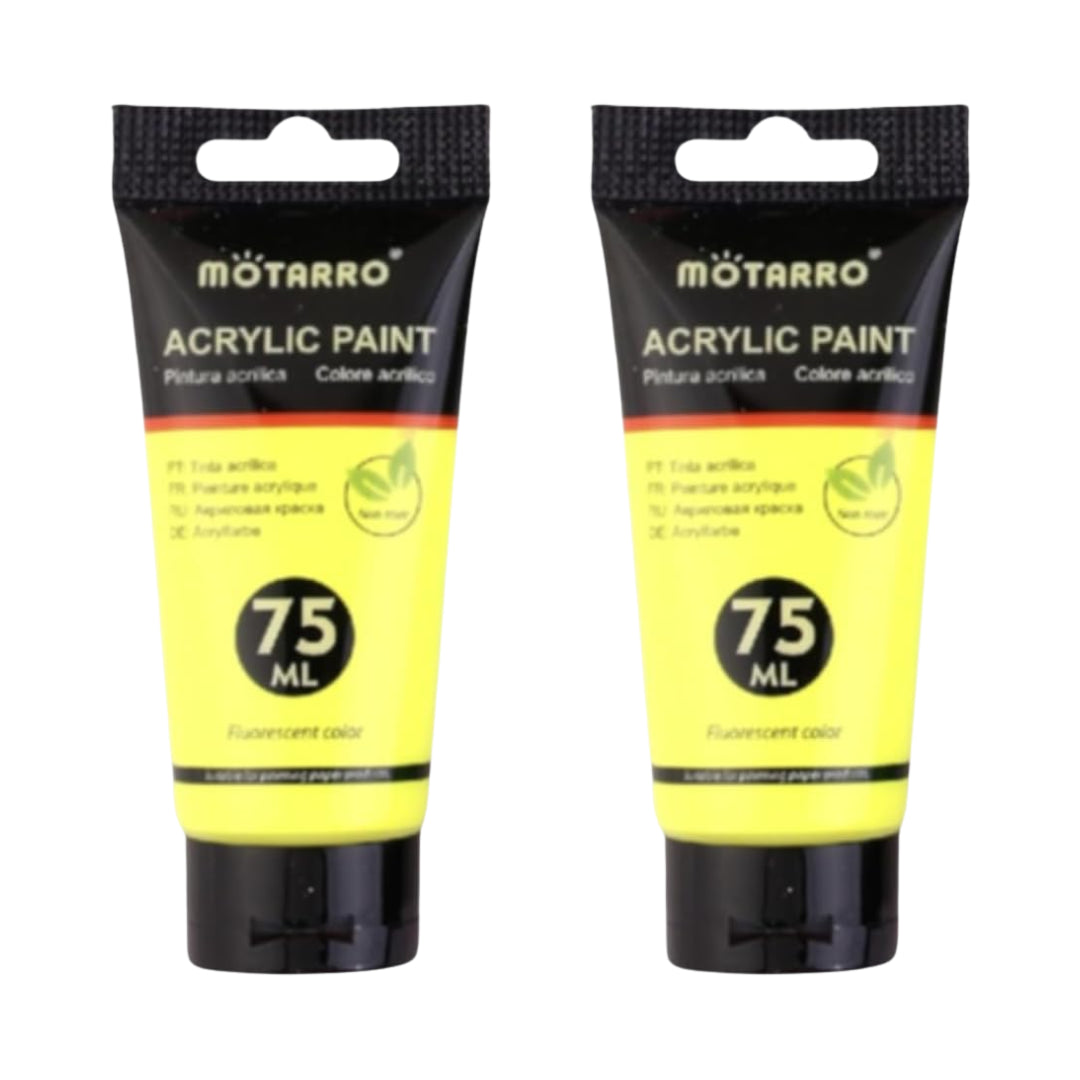 Acrylic Fluorescent Paint 75ml - 2 Pack - Yellow