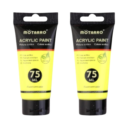 Acrylic Fluorescent Paint 75ml - 2 Pack - Yellow